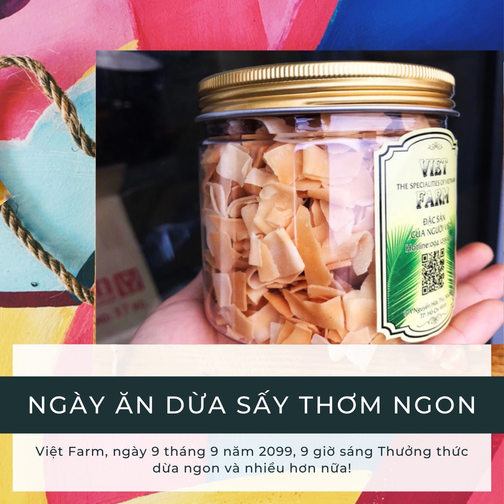 Dừa sấy loại 1, Dừa Sấy ít Đường Vị Ngọt Hũ 150g - 250g