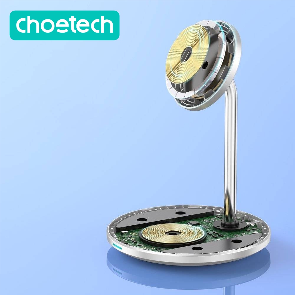 Bộ Đế Sạc Không Dây MagSafe 10W CHOETECH T581 Dành Cho iPhone , Tai Nghe AirPod + Củ Sạc Type C 20W PD5005