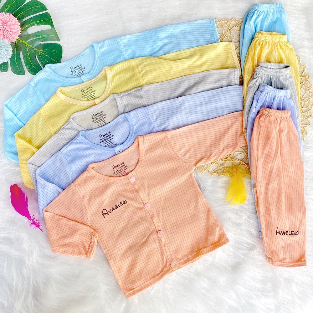 Bộ cotton gân bé trai và gái mặc mùa hè 5-15kg