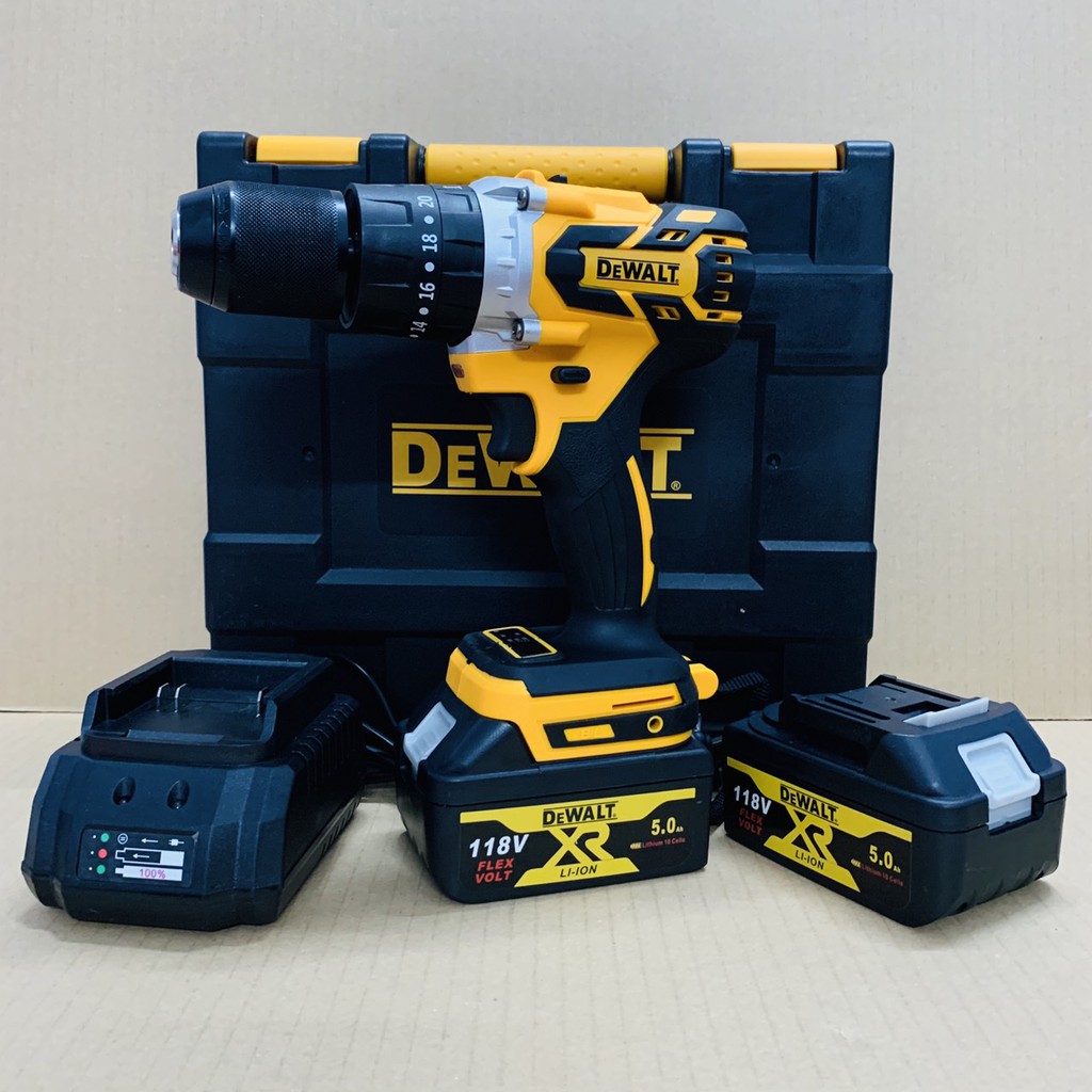 Máy Khoan pin KHÔNG CHỔI THAN DEWALT 118V 3 chức năng, CÓ BÚA, LÕI ĐỒNG, PIN KHỦNG 10 CELL