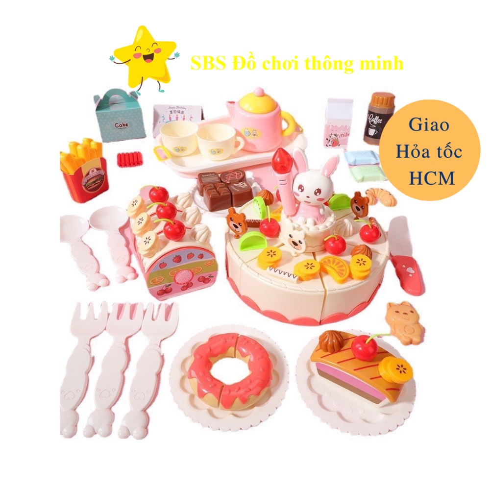 Bộ đồ chơi tiệc trà bánh sinh nhật cho bé 85 chi tiết có đèn và nhạc cho bé