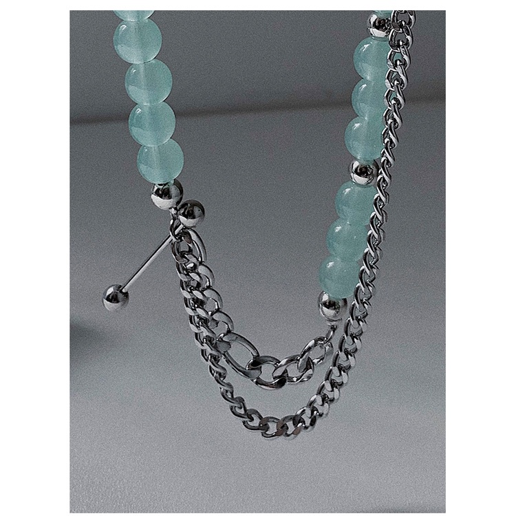 Dây Chuyền Khâu Màu Xanh Bạc Hà  191205Áo Thun Tay Ngắn Phong Cách Harajuku Hàn Quốc Cá Tính