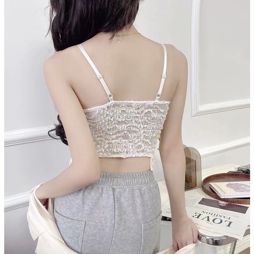 Áo Bra ren 2 Dây Chichi Bra Croptop Viền Ren Hoa Thoáng Mát, Mềm Mịn 9958
