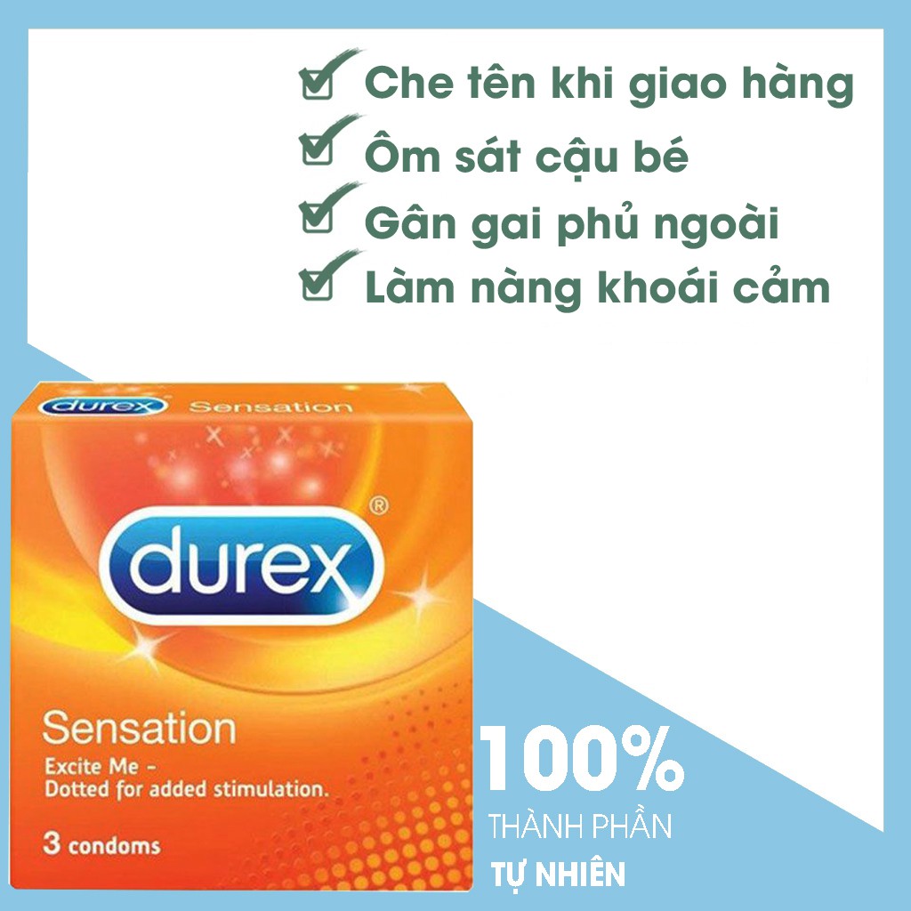 Bao cao su Durex sensation 3 bao siêu kích thích và lôi cuốn size52mm