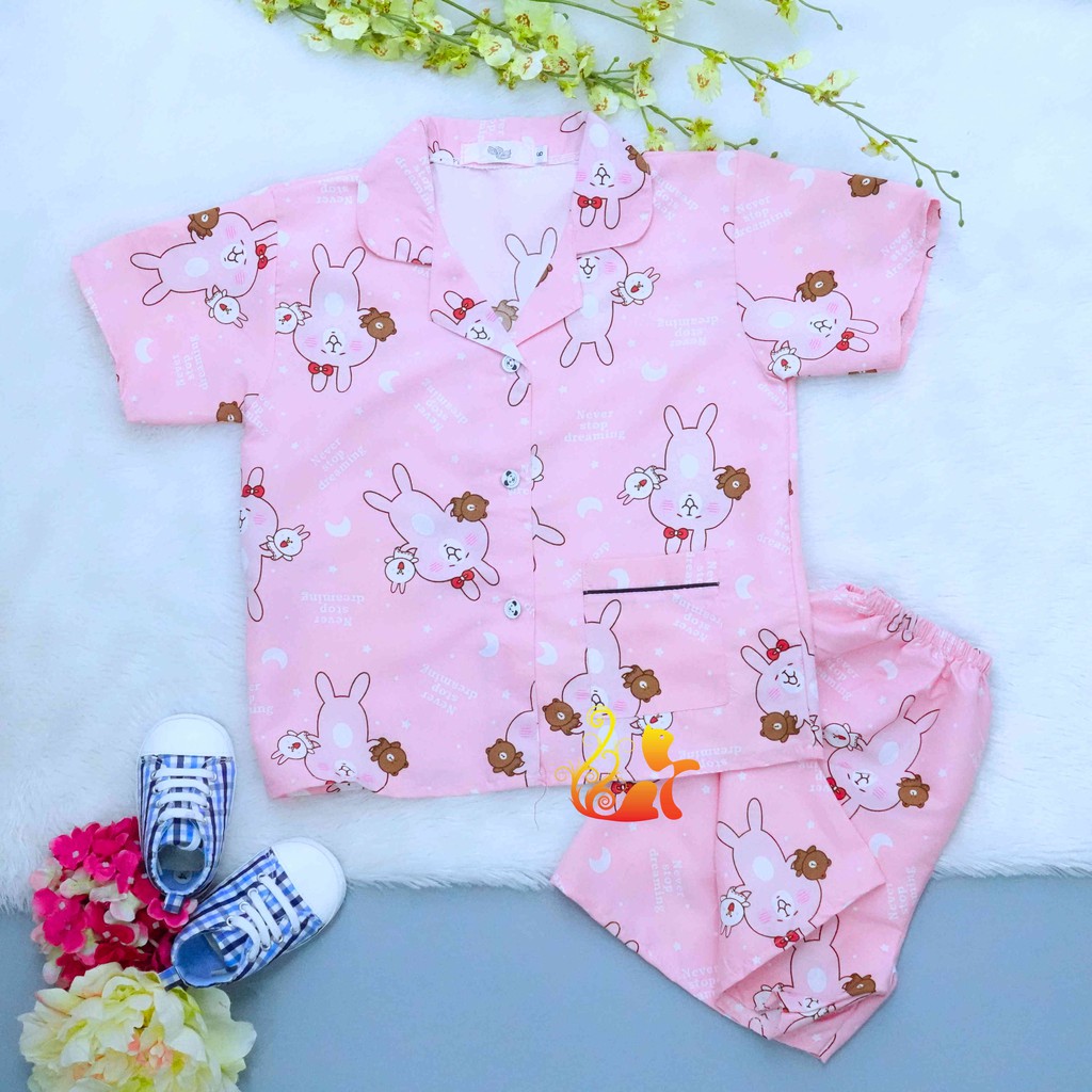 Đồ Bộ Mặc Nhà &quot;Co ny hồng&quot; Pijama Kate Thái - Cho Bé 8 - 38kg.