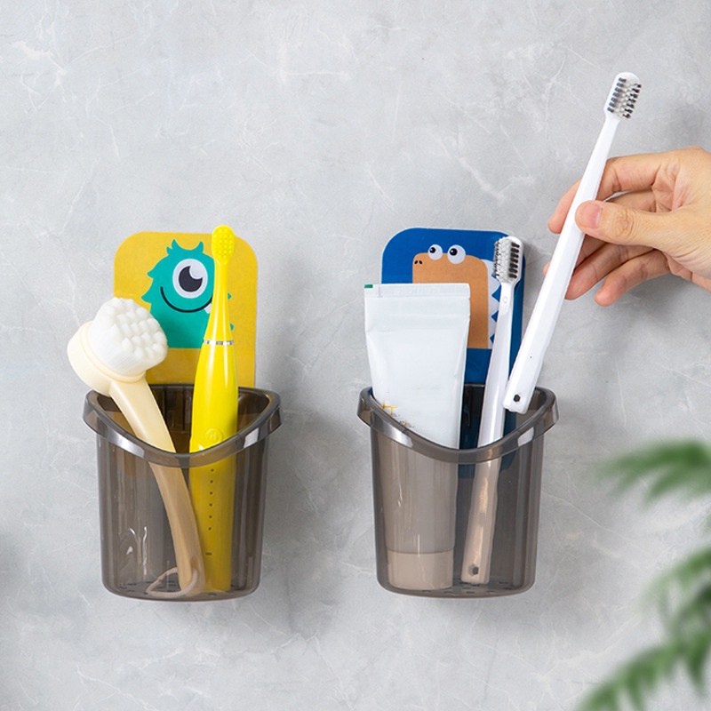 Giá Đựng Bàn Chải Đánh Răng/Cốc Nước Gắn Tường Kiểu Hoạt Hình Dễ Thương Tiện Dụng