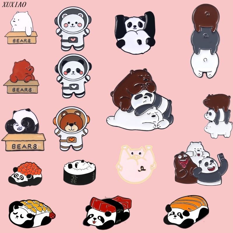 Trâm Cài Áo Hình Gấu Trúc Hoạt Hình Tráng Men Dễ Thương 18 Kiểu Dáng Làm Quà Tặng Cho Bạn Bè