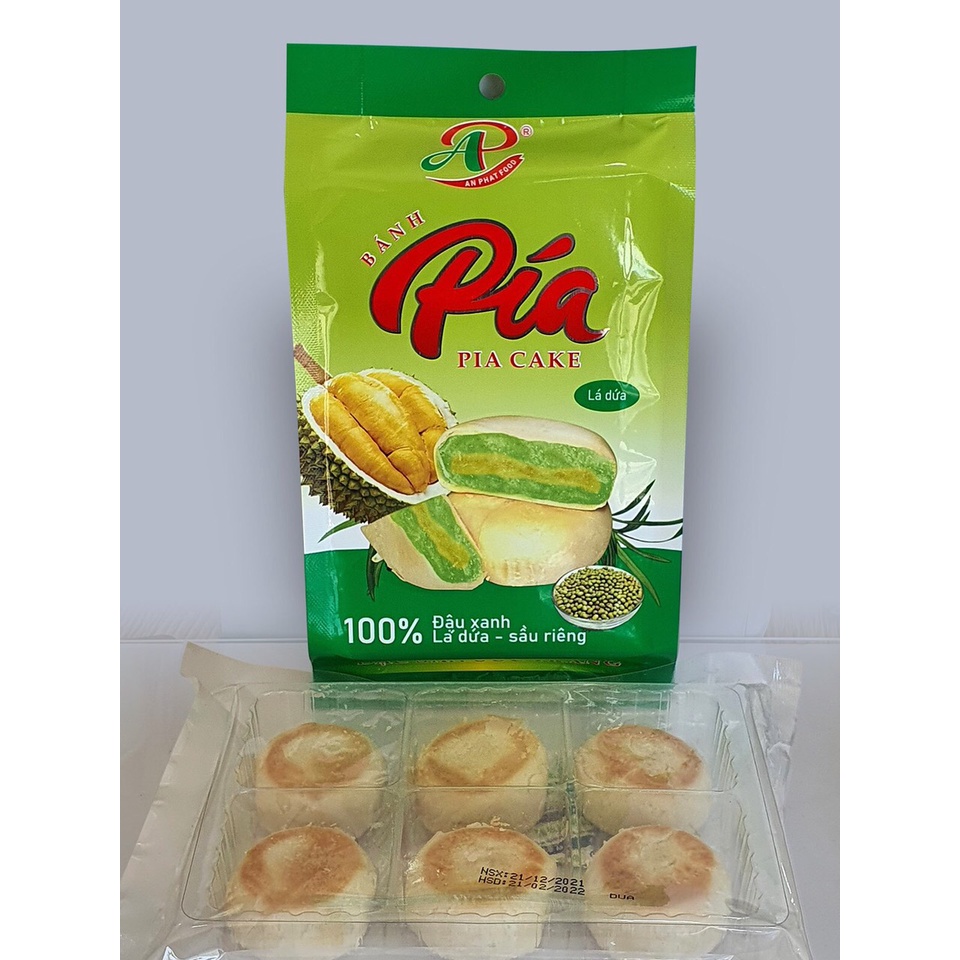 Bánh Pía Đậu Xanh Sầu Riêng Lá Dứa Chay 150gr/ 6 Cái