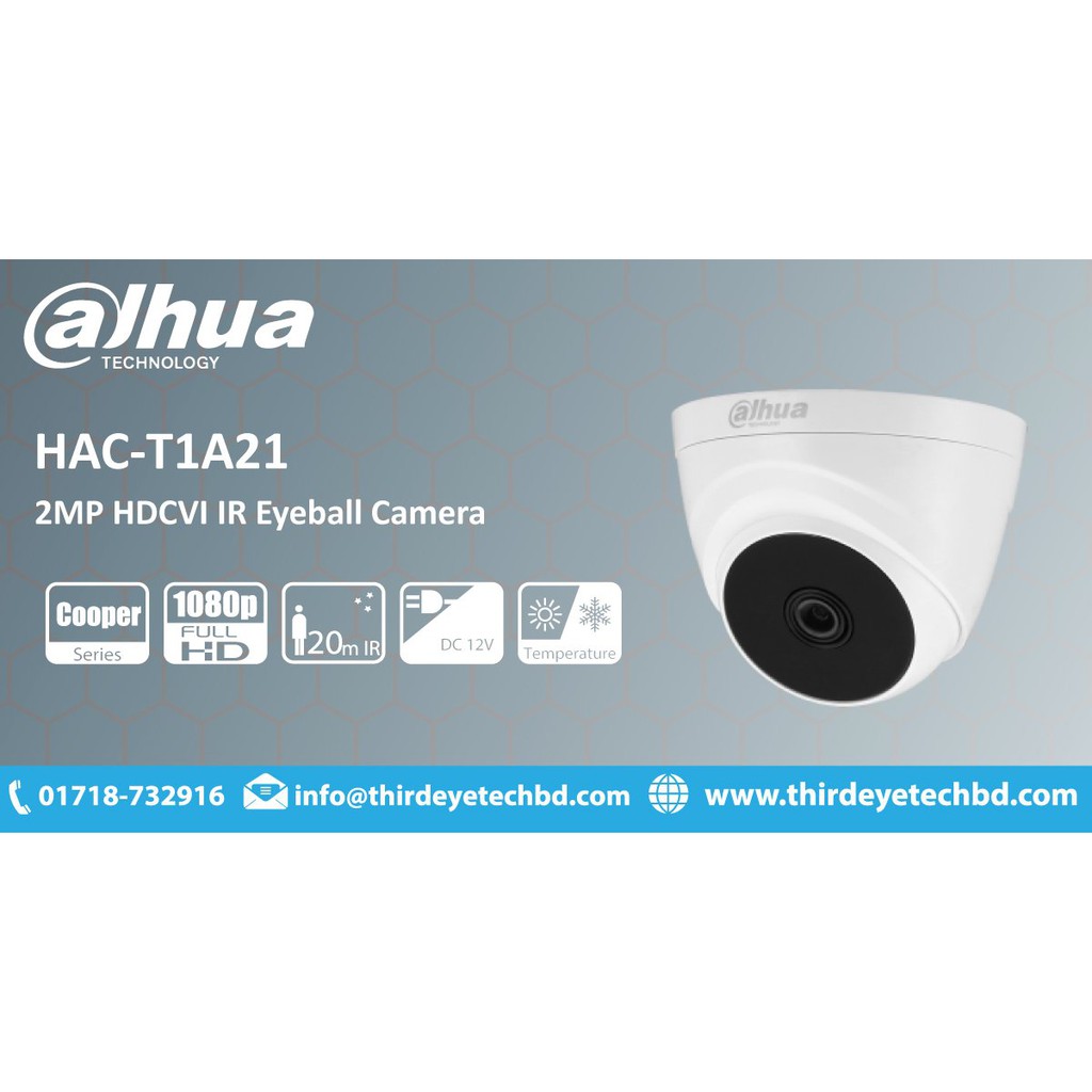 [SIÊU KHUYẾN MÃI]Camera HDCVI Dahua DH-HAC-T1A21P dome 2MP vỏ nhựa-Bảo hành 2 năm chính hãng