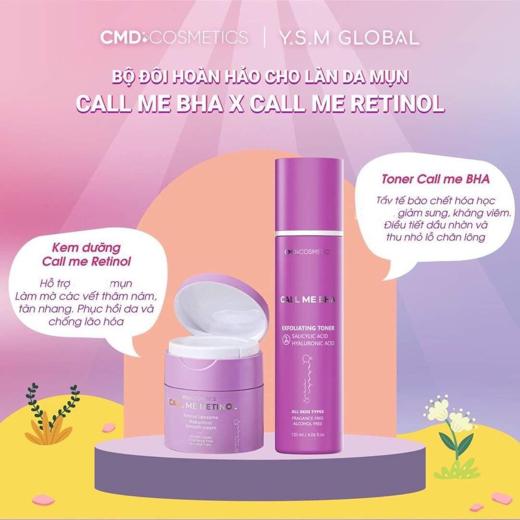 Toner Call Me BHA-Retinol CMD Dưỡng Da Chống Lão Hóa, Làm Sáng Và Đều Màu Da