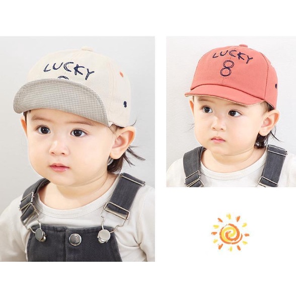 Mũ lưỡi trai nam nữ, nón lưỡi trai cho bé thêu chữ số phong cách Hàn phù hợp bé 6 tháng đến 2 năm tuổi