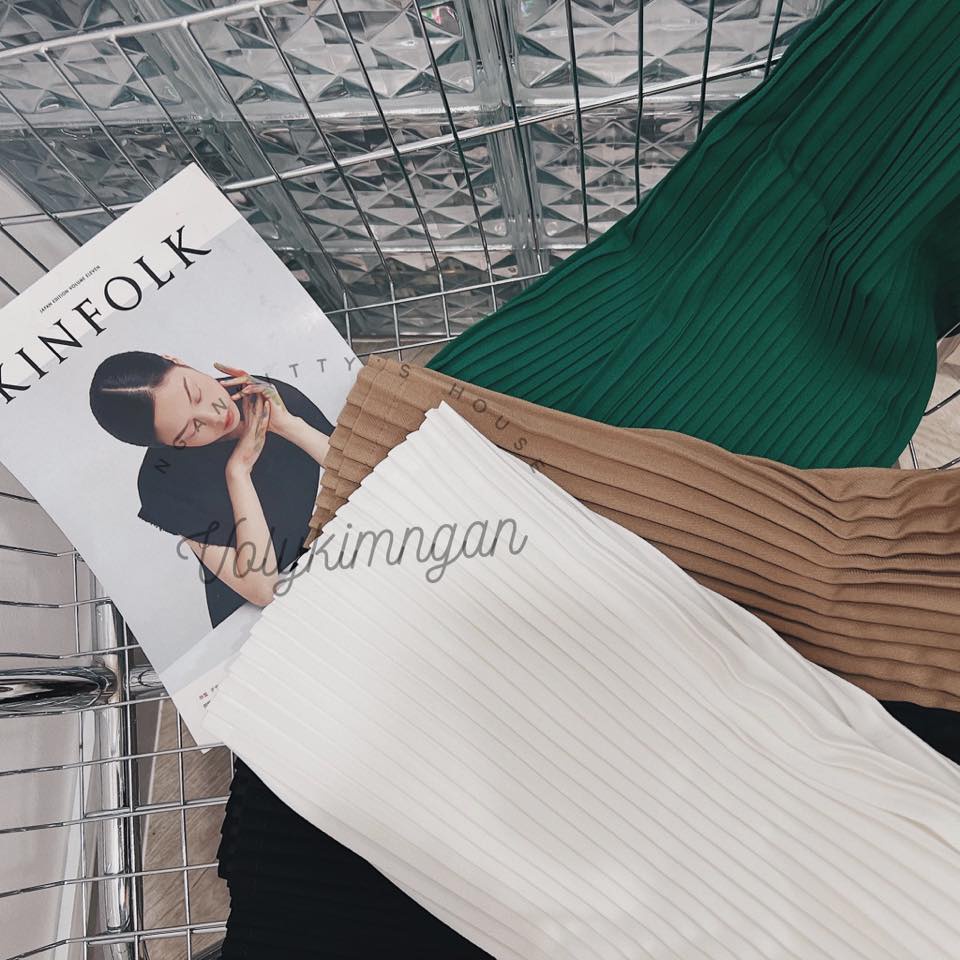 Chân váy dài xếp li