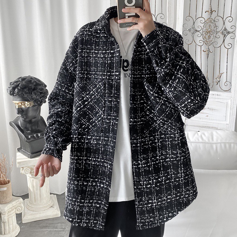 Áo sơ mi tay dài họa tiết sọc thời trang cho nam