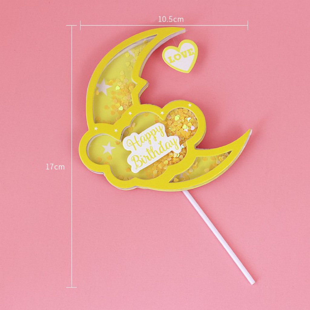 [SIÊU RẺ❤️] – Que cắm mặt trăng kim tuyến - Trang trí bánh sinh nhật bánh kem