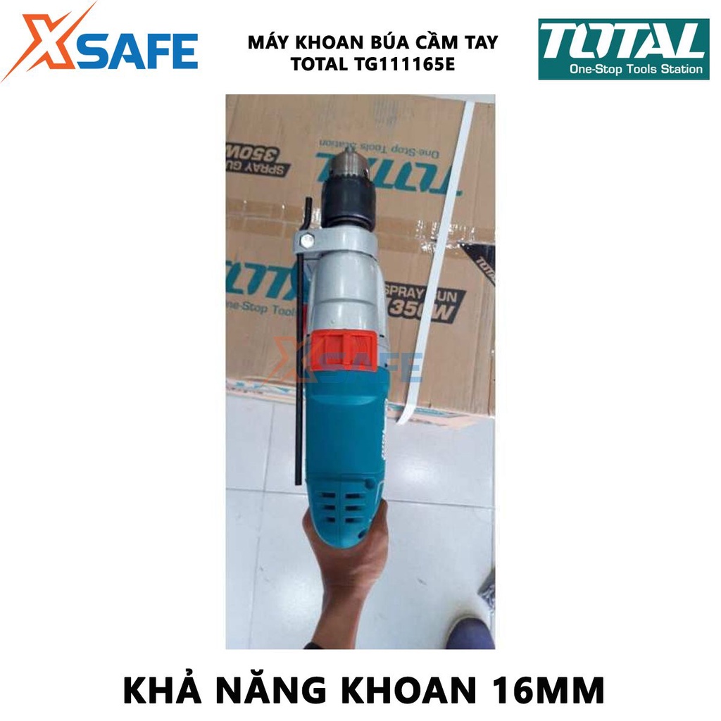 Máy khoan búa Total TG111165E | Máy khoan động lực cầm tay Nguồn vào: 1050W dùng để khoan lỗ sâu trên bê tông và các vật