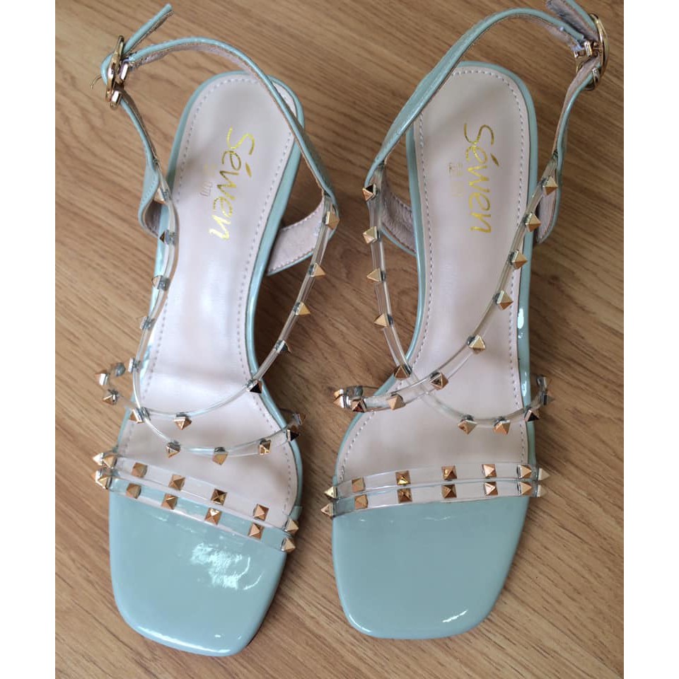 THANH LÝ G269 Giầy Sandal Xăng đan xanh phối đinh Size 35.5