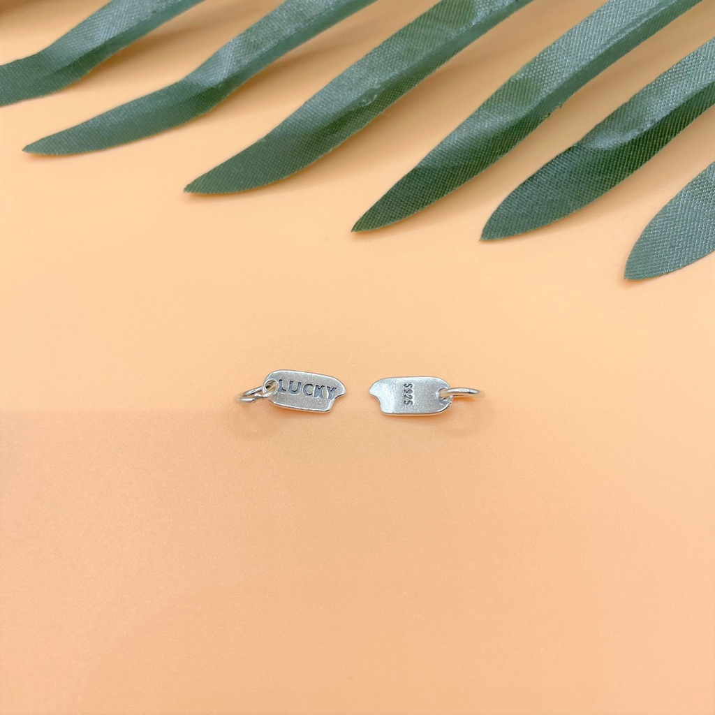 Charm treo hình hạt gạo có chữ Lucky may mắn - Charm Bạc 925 - Mã CA935 CB810