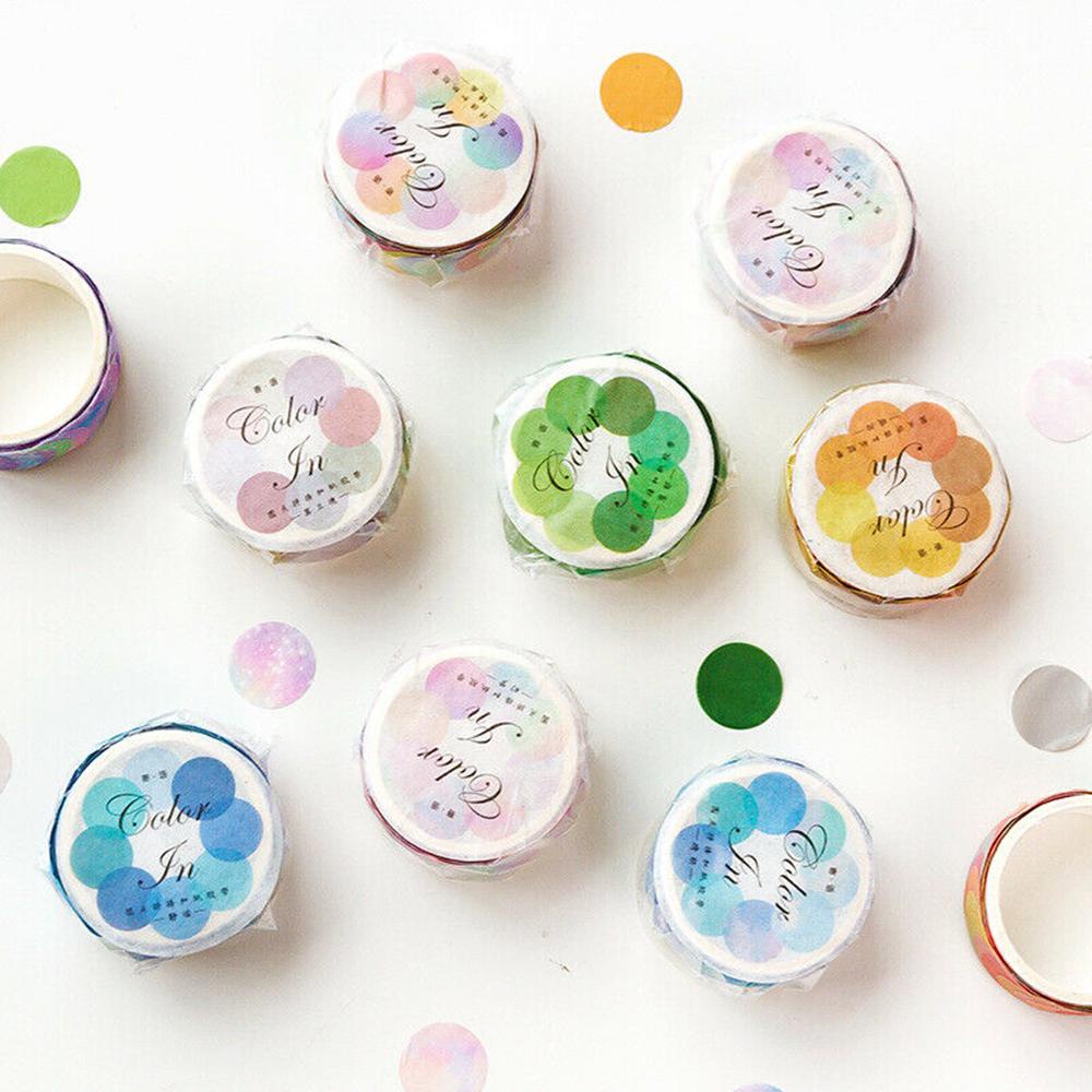 Set 100 Cuộn Băng Dính Washi Hình Tròn Nhiều Màu Trang Trí Sổ Tay Nhật Bản DIY
