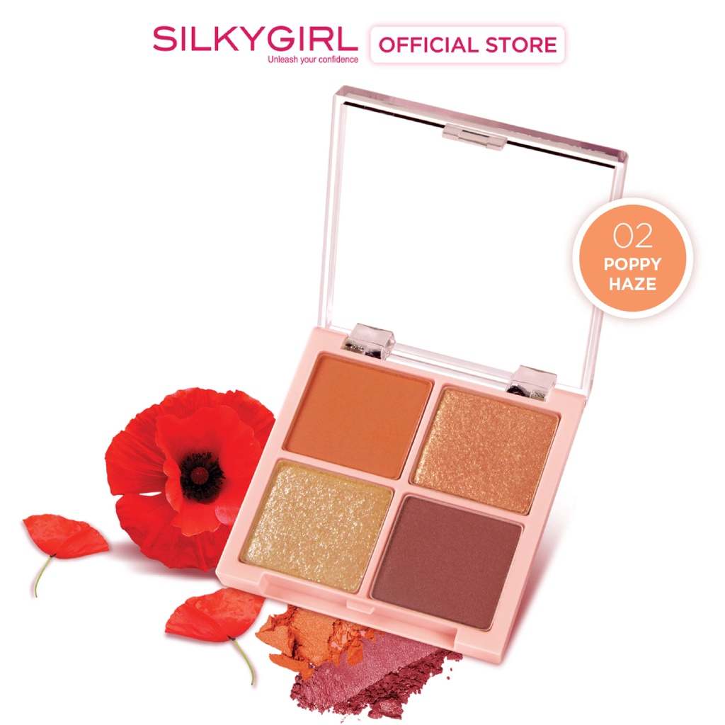 Phấn Mắt SilkyGirl 4 ô Có Nhũ Full BLoom Quad