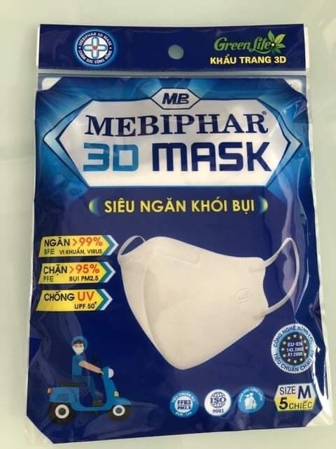 Khẩu trang 3D Mask Mebiphar size M (set 5c người lớn) | BigBuy360 - bigbuy360.vn