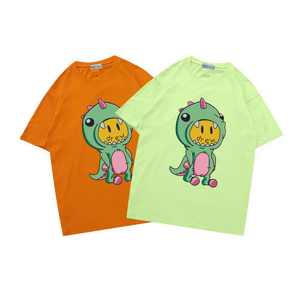 Áo Thun Nam Nữ Khủng Long Drew Cotton 75% Form Rộng Unisex Nam Nữ Đẹp.