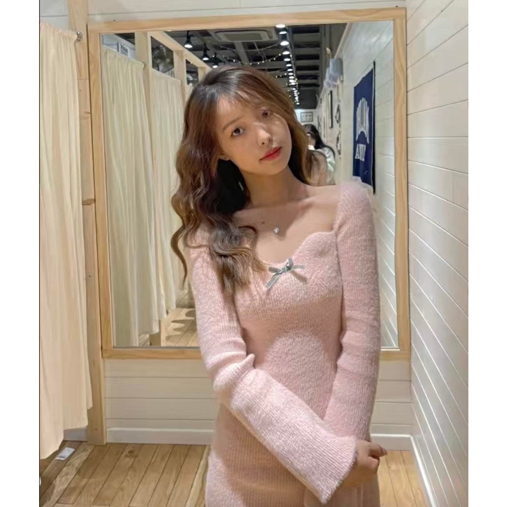 Đầm len lông ôm body thời trang thu đông