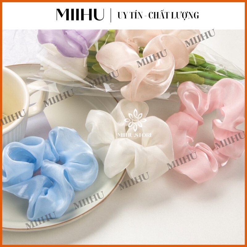 Scrunchies cột tóc buộc tóc nữ vải voan