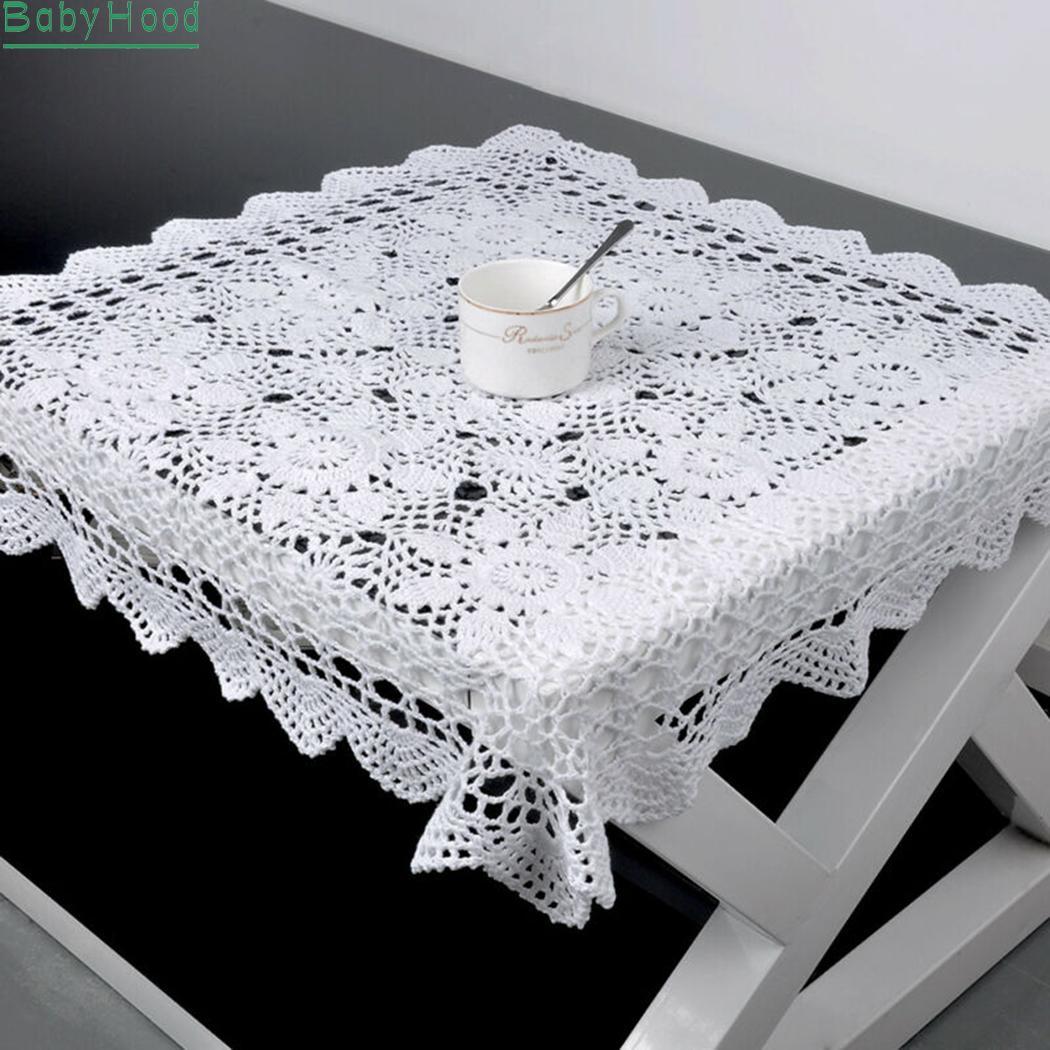 Khăn Trải Bàn Vải Cotton Đan Móc Hình Vuông 40 / 60cm Trang Trí Bàn Ăn Phong Cách Vintage