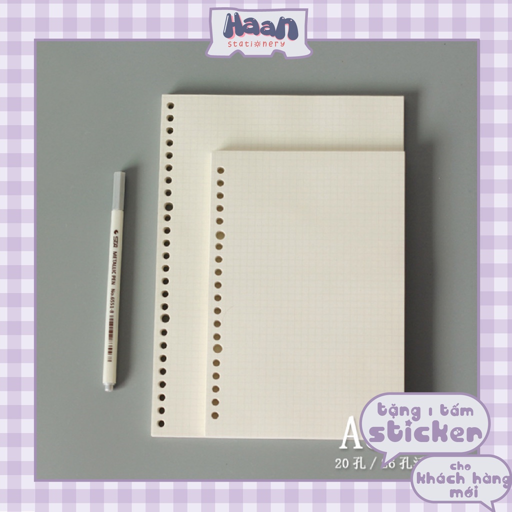 GIẤY REFILL / Ruột SỔ CÒNG B5/A5/A6 6/20/26 lỗ, viết planner, bullet journal, notebook