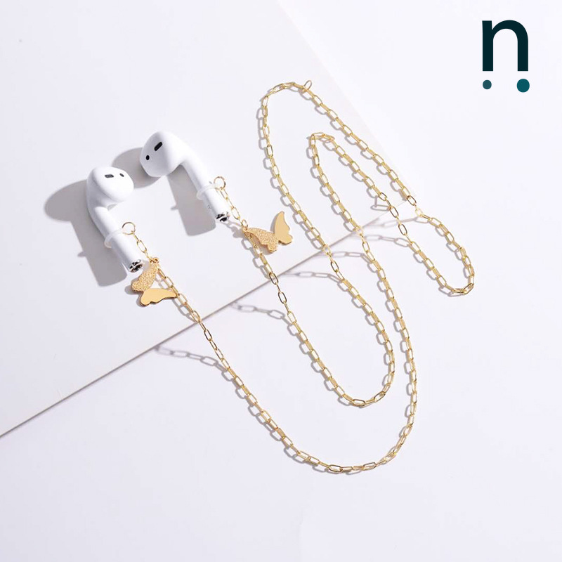 Tai nghe không dây AIRPODS chống mất dây chuyền Hàn Quốc Đi làm bằng kim loại tinh tế mờ bướm chống mất dây chuyền phổ quát | BigBuy360 - bigbuy360.vn