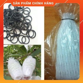 Bộ 100 túi xốp bọc ổi đã lồng sẵn nilon và chun.