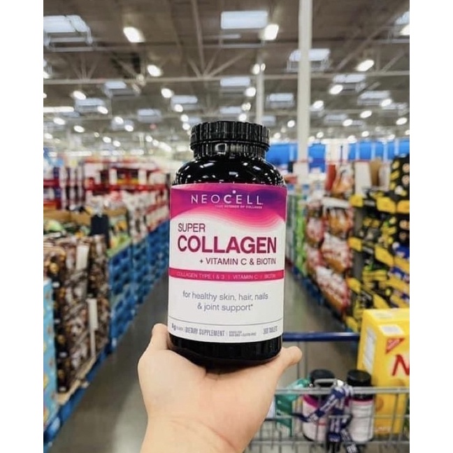 Biotin Super Collagen + biotin chai 360 viên hãng Neocell của Mỹ. Collagen đẹp da nổi tiếng của Mỹ