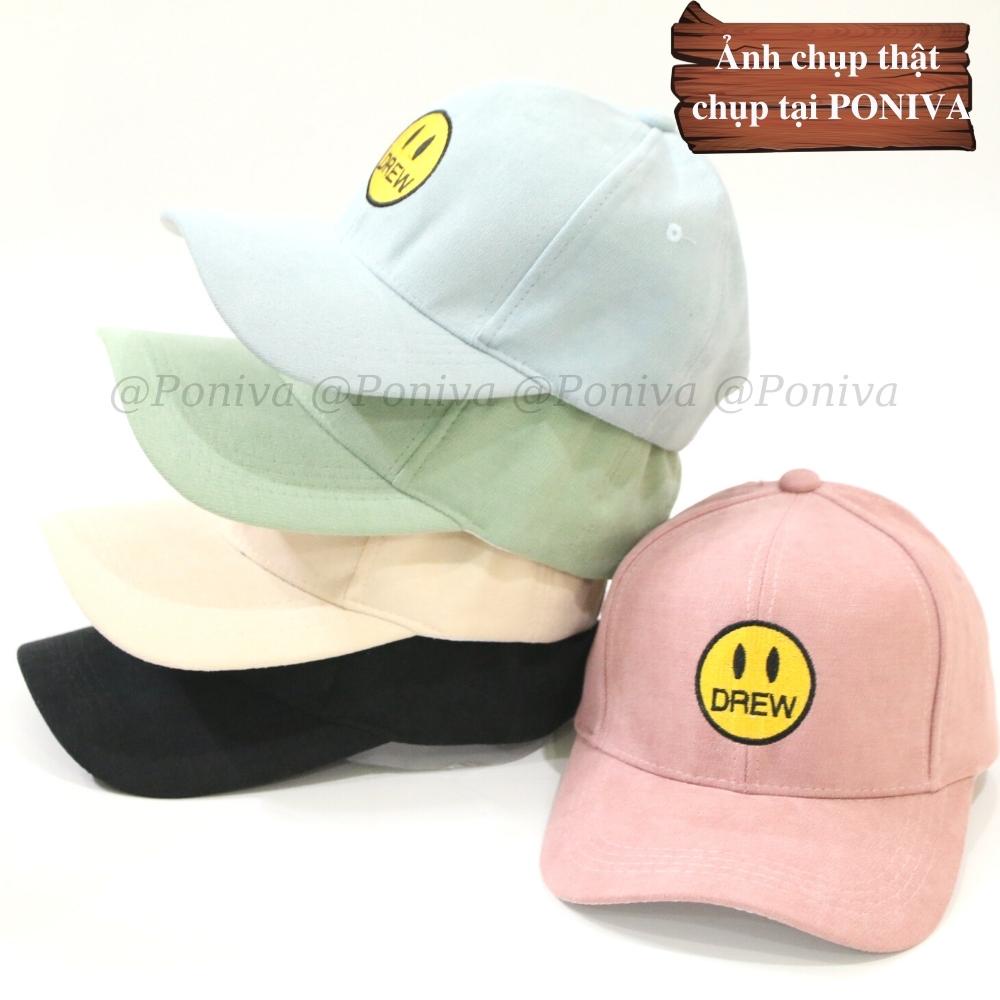 Mũ lưỡi trai ❤️ Nón kết thêu mặt cười chất nhung mịn form unisex C925 phong cách Ulzzang Thời trang PONIVA siêu hot