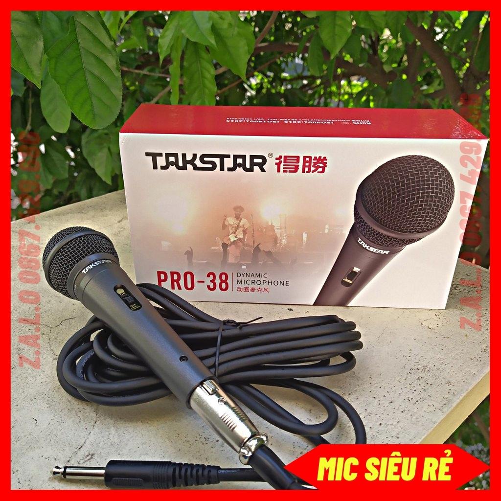 Micro Karaoke Có Dây Takstar PRO-38 Độ Nhạy Cao, Dây Dài 6m, Lọc Ồn, Chống Nhiễu, Chính Hãng Bảo Hành 12 Tháng