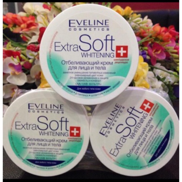 Kem trắng da Eveline Extra Soft Whitening dành cho mặt và toàn thân.
