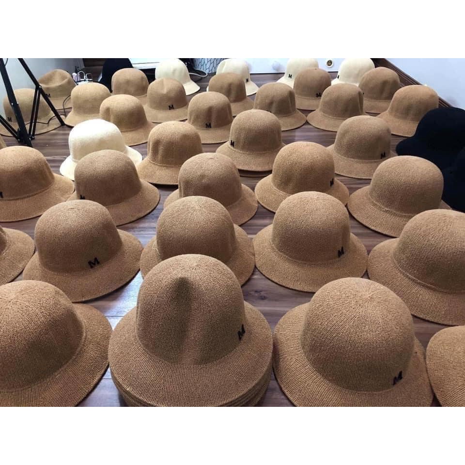 Nón Cói Đi Biển❤️FREESHIP❤️Mũ Cói Chữ M Tai Bèo Vành Ngắn Kiểu Dáng Vintage Siêu Xinh Form Mềm Phong Cách Hàn Quốc HOT