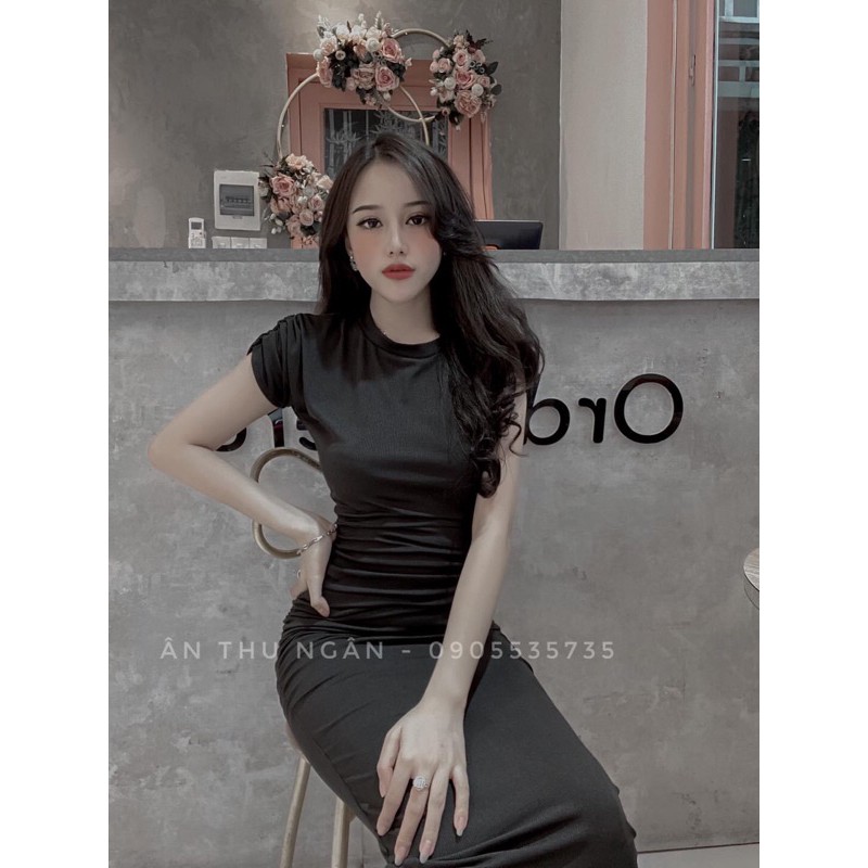 Đầm Body Tay Ngắn Cổ Tròn