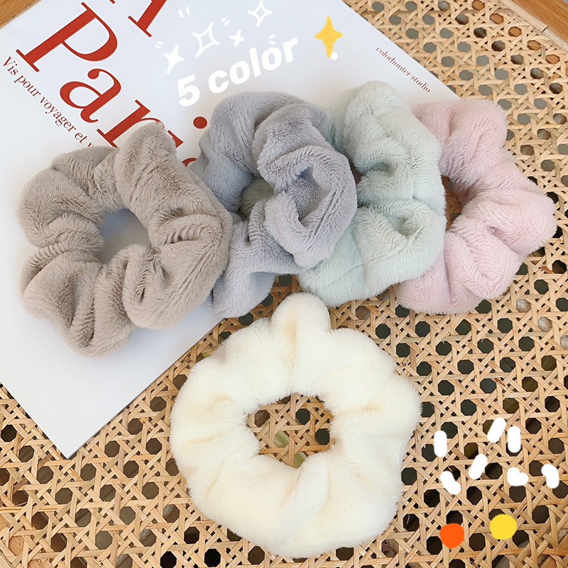 Dây Buộc Tóc Co Giãn Phối Lông Nhung Xinh Xắn Cho Nữ