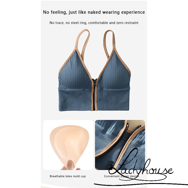 Áo Bra Croptop Không Tay Màu Sắc Trơn Thiết Kế Hở Lưng Có Khóa Kéo Thời Trang Quyến Rũ Cho Nữ