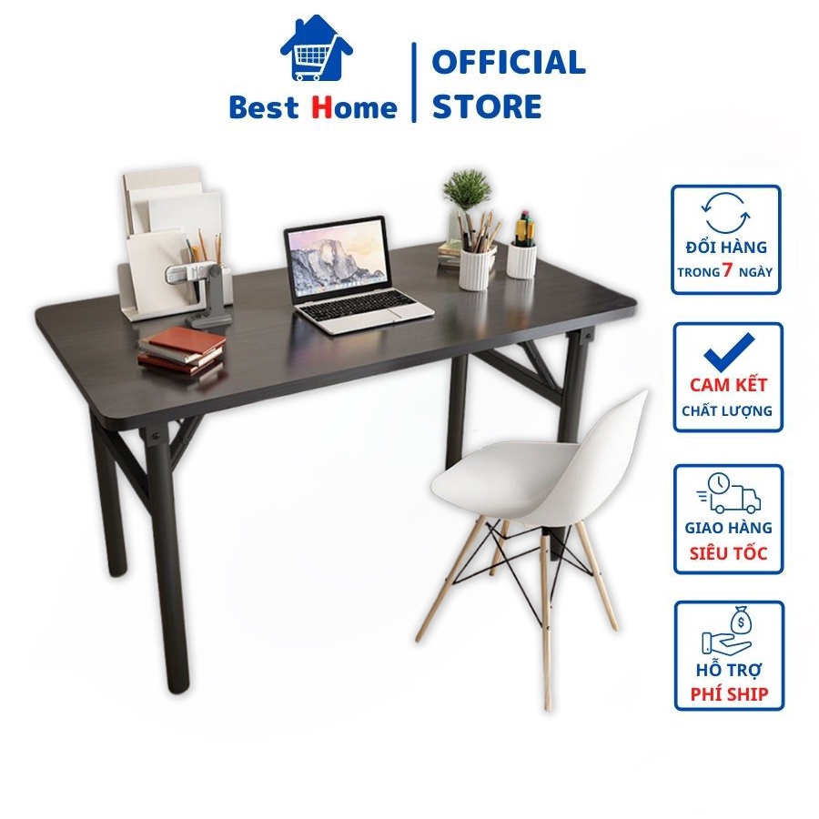Bàn Làm Việc Xếp Gấp Gọn Văn Phòng Và Học Tập Tại Nhà Mặt Gỗ Ép MDF Phủ Lớp Chống Bám Bẩn Chống Xước Không Thấm Nước