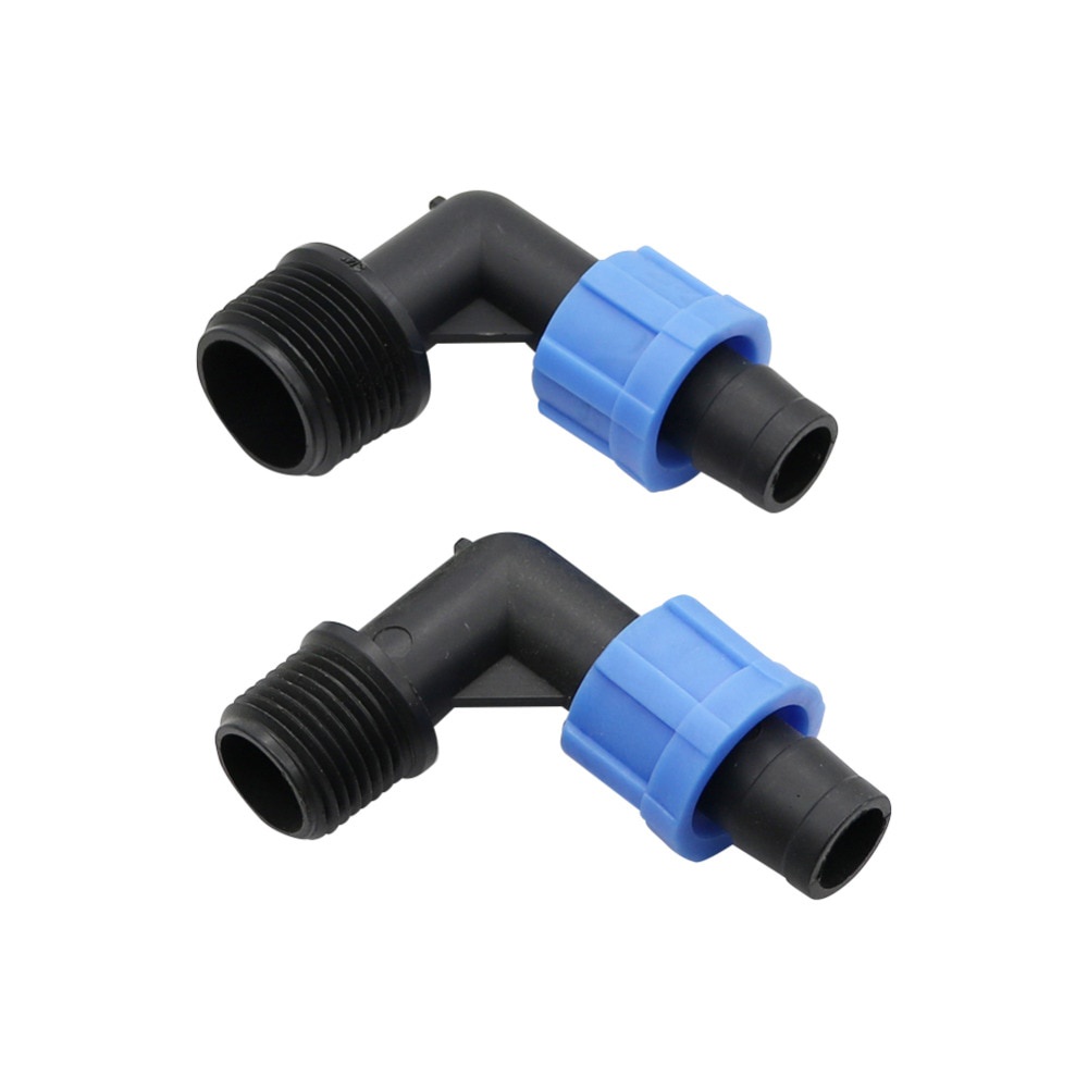  2 Đầu nối khóa ren 16mm Khuỷu tay / thẳng / T / Đầu nối phích cắm cho băng nhỏ giọt