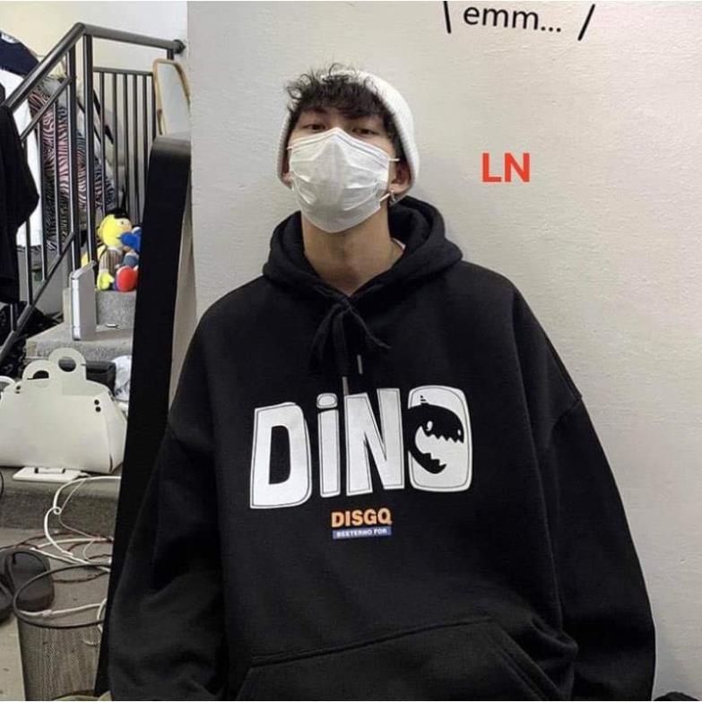 Áo hoodie nỉ mũ xanh đen chất đẹp DINO