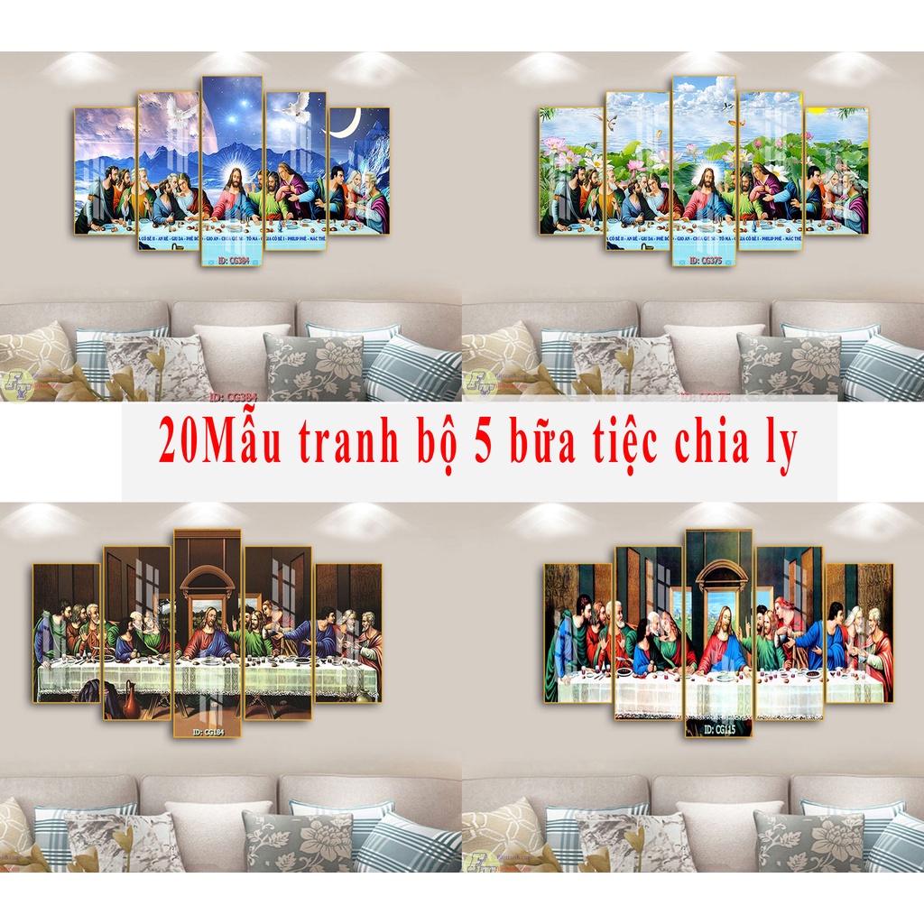 Set bộ 5 tranh bữa tiệc chia ly tráng gương CỰC ĐẸP RẺ tranh treo tường trang trí phòng khách công giáo