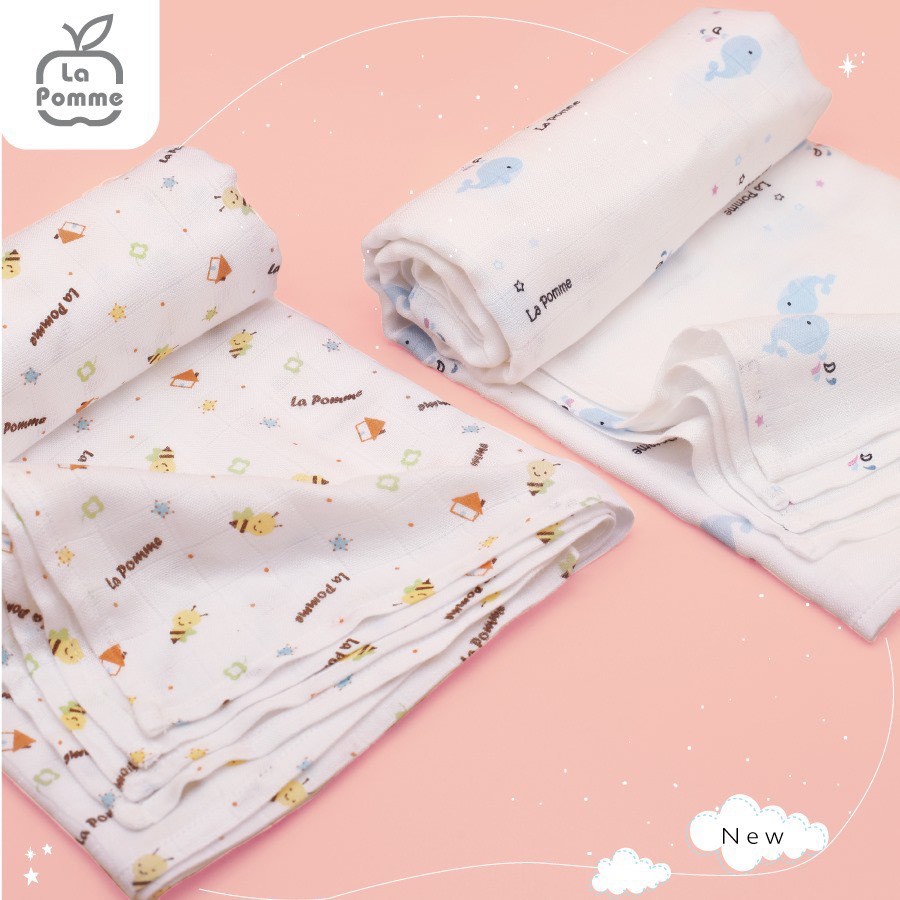 [CHÍNH HÃNG] Khăn đa năng sợi tre lụa mềm mại an toàn cho bé 120*120 La Pomme