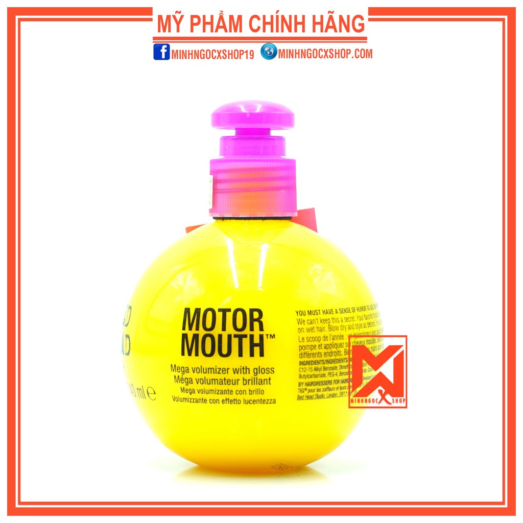 KEM NHẸ TẠO PHỒNG CỰC ĐẠI & TẠO BÓNG TIGI BED HEAD MOTOR MOUTH 240ML - CHÍNH HÃNG