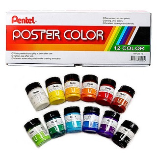 Màu Vẽ Lọ Pentel 12 Màu Poster WPU2-T12 (30ml)