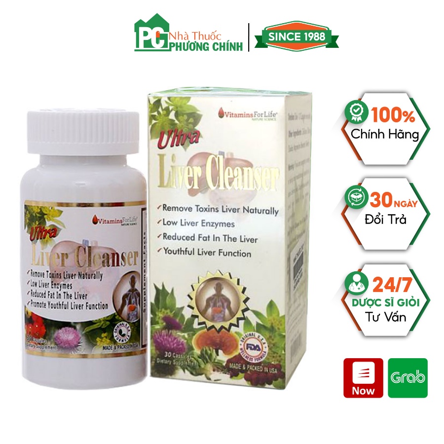 Viên Uống Bổ Gan Ultra Liver Cleanser Vitamins For Life Giúp Giải Độc Gan, Hạ Men Gan, Gan Nhiễm Mỡ (Hộp 30 Viên)