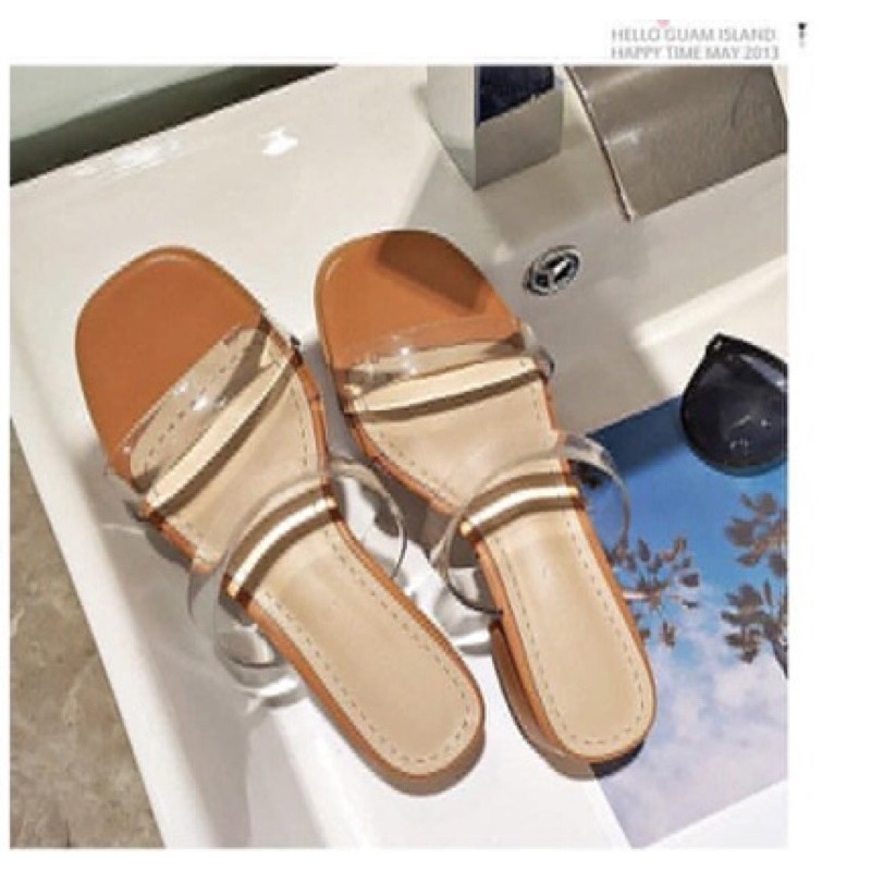 Dép Guốc vân gỗ 2 quai trong gót bò 3p CG-0398