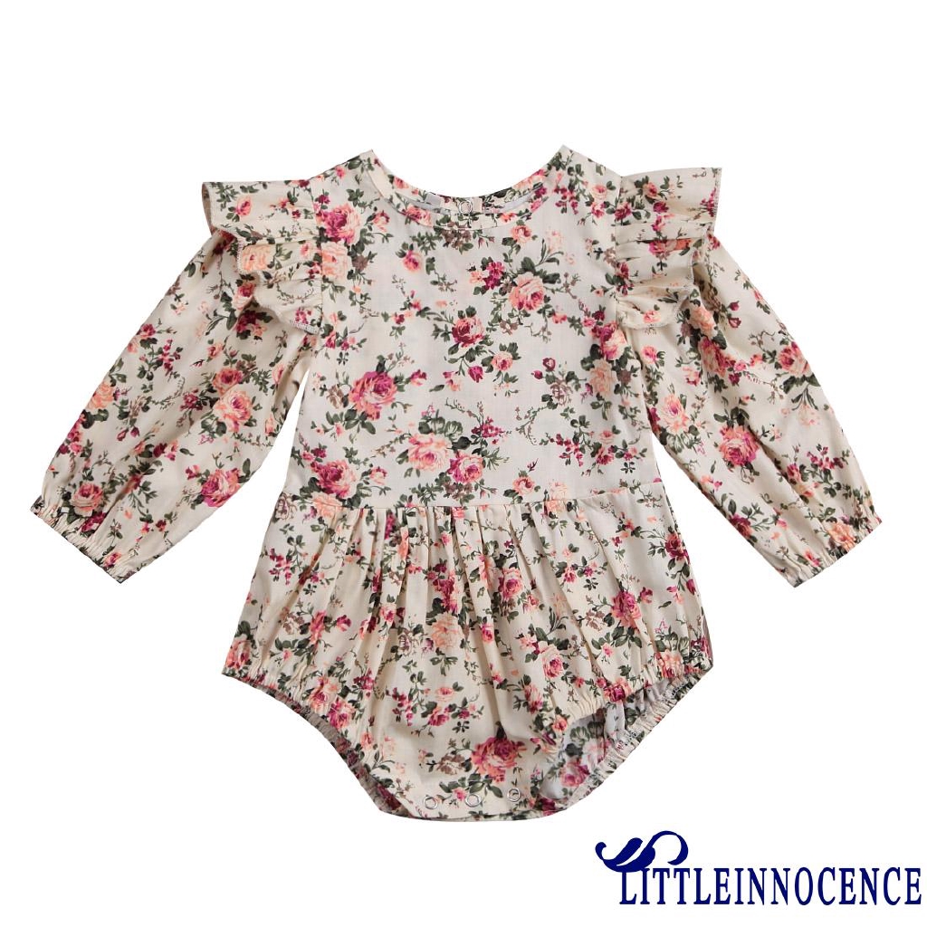 ❤XZQ-Newborn Baby Girls Long Sleeve Romper Bodysuit Outfits Kid Floral Clothes Top Shirt Dress