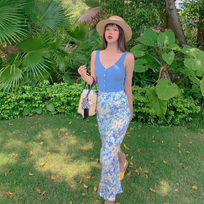 Chân Váy Voan Dài Lưng Cao In Hoa Kiểu Pháp Ngọt Ngào Cho Nữ | BigBuy360 - bigbuy360.vn